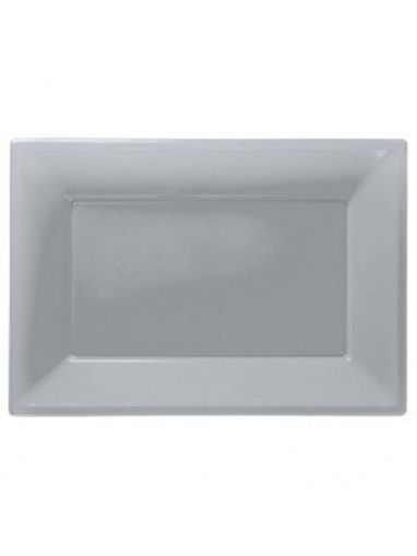 Picture of SERVING PLATTERS SILVER - 3PK 23X32CM